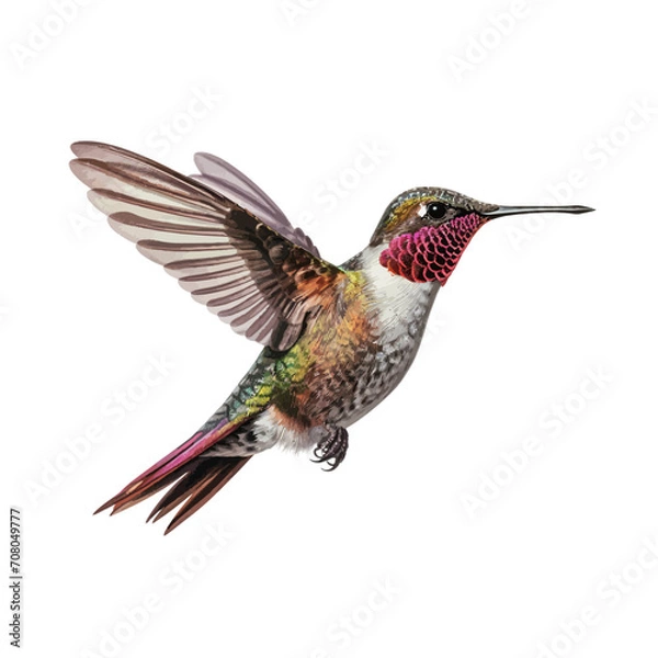 Fototapeta Hummingbird, vector illustration of paradise hummingbird bird, Hummingbirds isolated, Hummingbird flower, isolated background