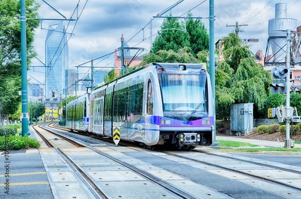 Fototapeta Charlotte North Carolina Light Rail Transport System Ruchomy