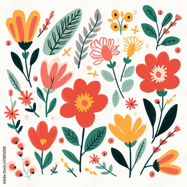 Fototapeta vector garden botanical element collection set