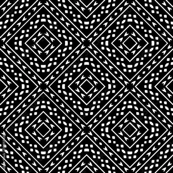Fototapeta White background with black pattern. Seamless texture for fashion, textile design,  on wall paper, wrapping paper, fabrics and home decor. Simple repeat pattern.