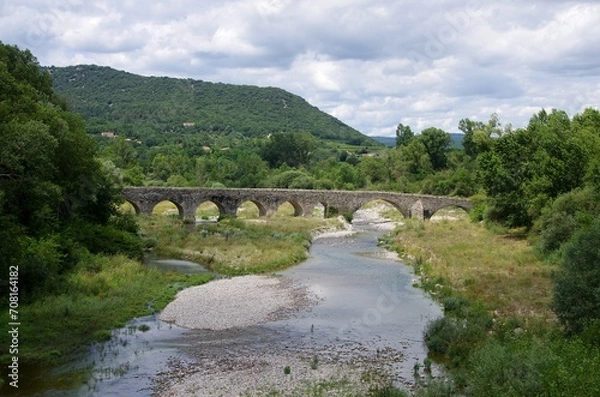 Obraz Ancient bridge in Ardeche in the south east of France, in Europe