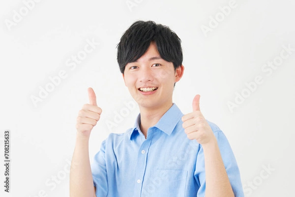 Fototapeta グッドサインをする男性　白背景