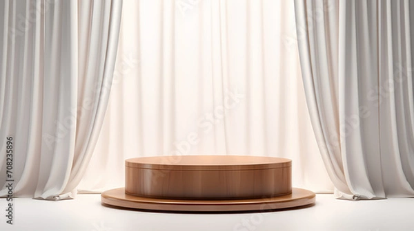 Fototapeta Modern round product advertising podium, booth, stage, product background, promotional event background