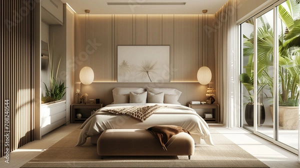 Obraz  Tranquil Bedroom Oasis with Natural Light