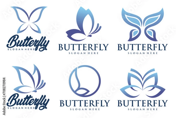 Obraz set of Butterfly logo design template . Vector illustration