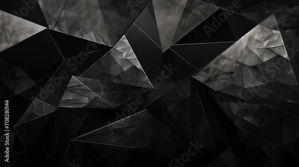 Fototapeta Abstract Silver Art with Obsidian Geometry