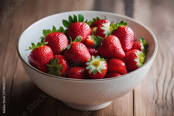 Fototapeta Delicious and Juicy Strawberry Bowl for Healthy Eating and Wellbeing