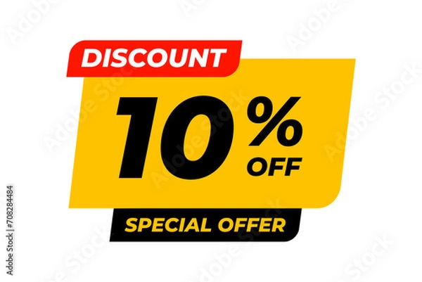 Obraz Special offer discounts 10 percent off. Yellow template on white background. Vector illustration