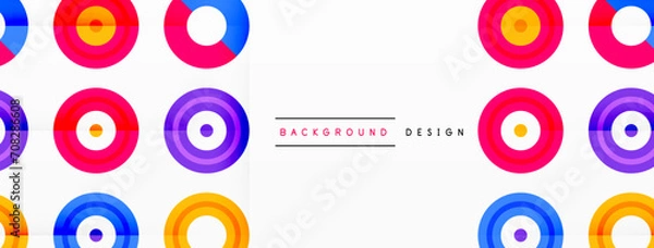 Obraz Eye-catching background of colorful circles of equal size arranged in abstract pattern. Circle boasts unique tone or hue, creating rainbow effect. Design has upbeat, contemporary feel