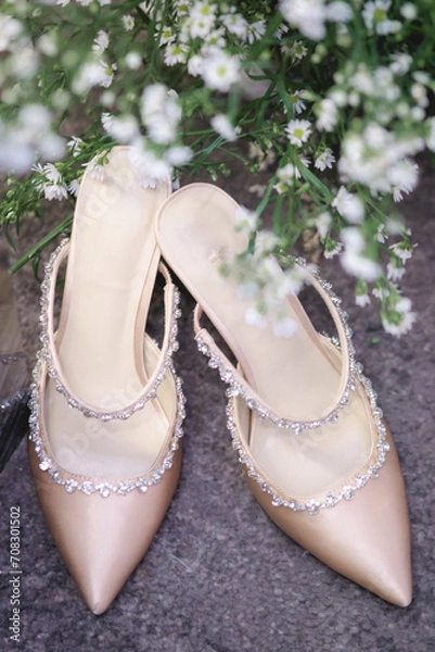 Obraz Bride shoes with flowers