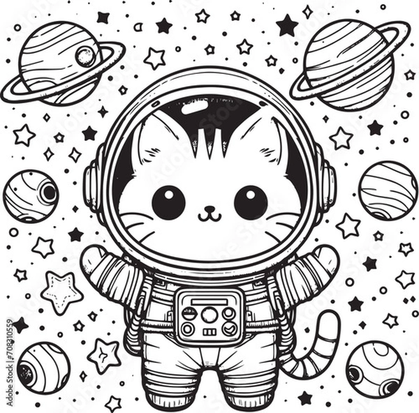 Obraz cat astronaut coloring page