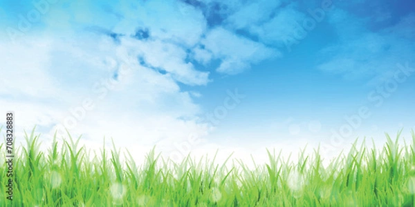 Obraz 空　雲　草原、風景　背景