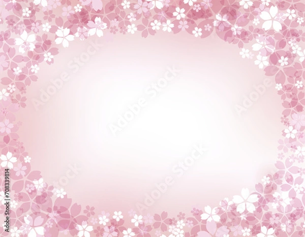 Fototapeta 桜の花びらの背景イラスト  ピンクのグラデーション背景