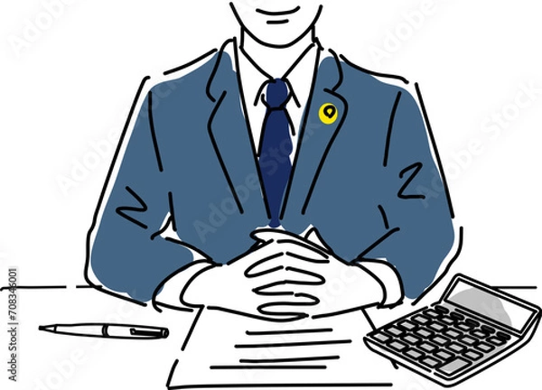 Obraz 手を組む司法書士・税理士・経理シンプル線画