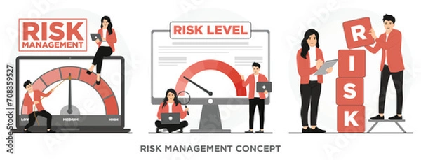 Fototapeta Flat vector risk management concept illustration