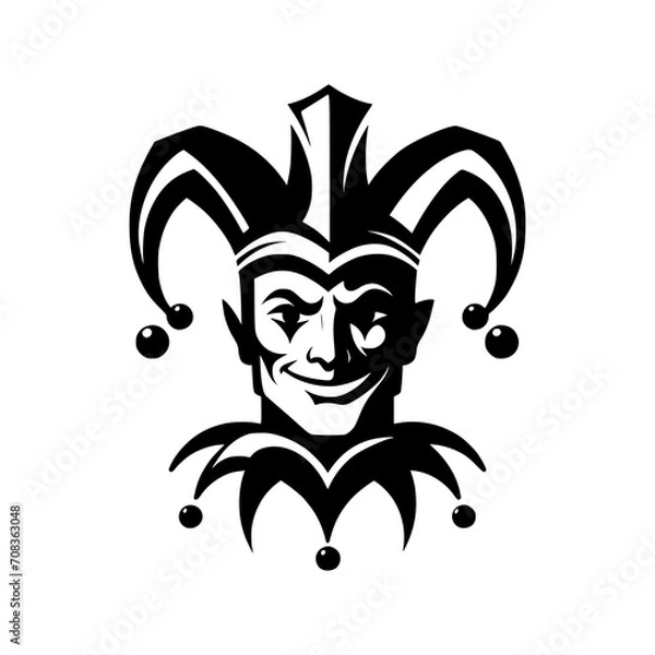 Fototapeta Vector logo of a jester. black and white logo of a medieval joker. professional logo for a clown.