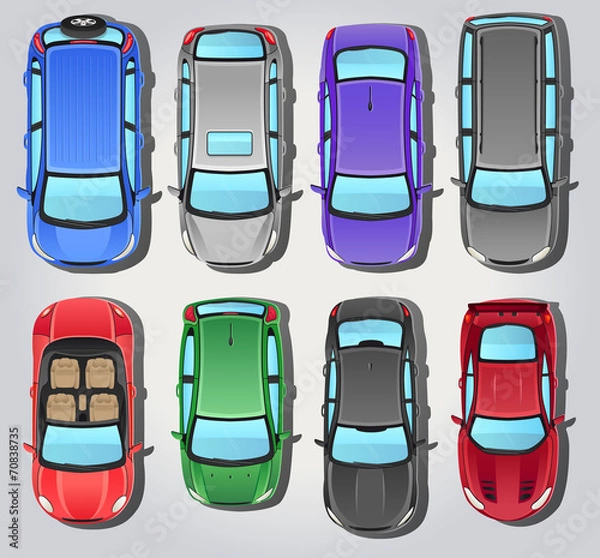 Fototapeta Wektor samochody - widok z góry