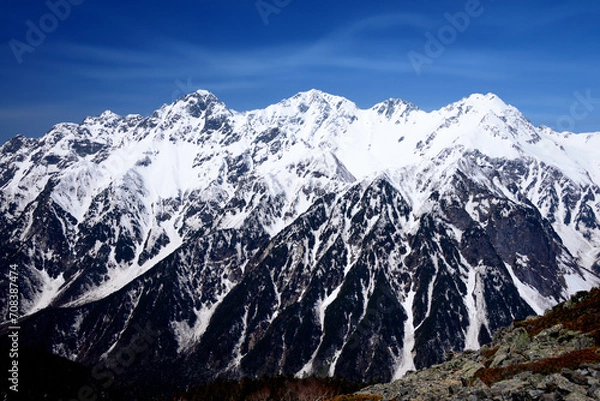 Fototapeta 日本北アルプス・雪の穂高連峰