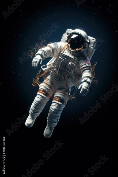 Fototapeta An Astronaut at spacewalk, Generative ai