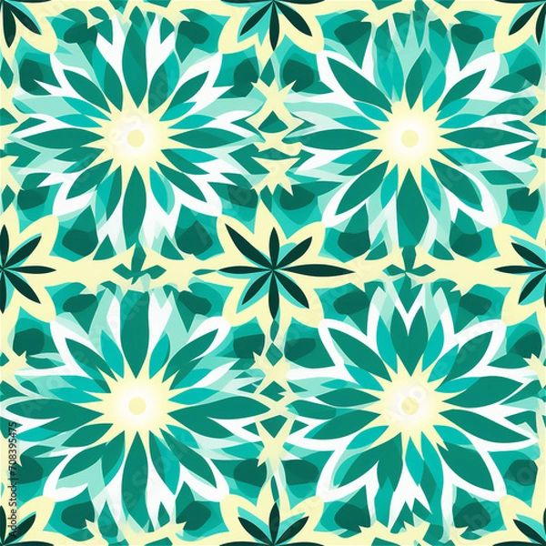 Fototapeta Seamless pattern : Geometric bright floral pattern

