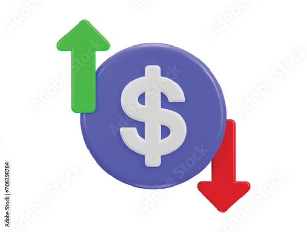 Obraz dollar transfer icon 3d rendering vector illustration