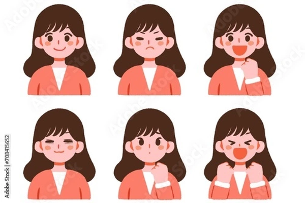 Fototapeta いろんな表情の女性の顔