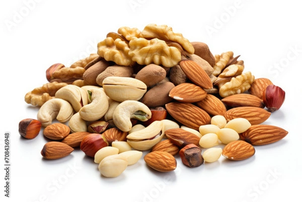 Fototapeta Assorted Nut Collection on White Background