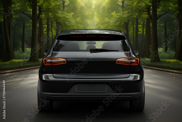 Fototapeta Mockup of the rear window of a black car generated AI