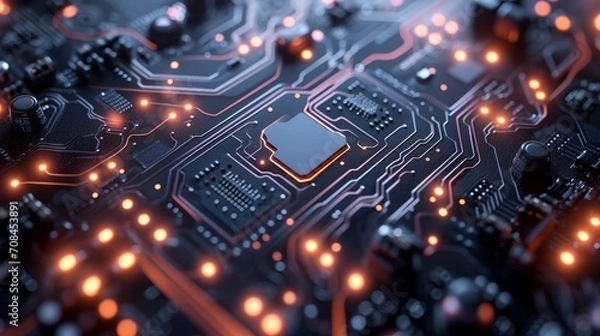 Fototapeta Circuit board. Electronic computer technology. Motherboard digital chip. Tech science background. 