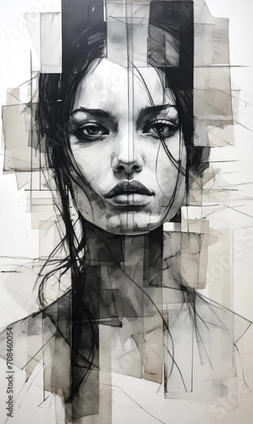 Fototapeta Sun-Kissed Smile Unveiling Inner Harmony, Starlight Woven in Velvet Eyes, Where Stories Dance in Every Brushstroke, And Strength Blooms Like a Delicate Rose.