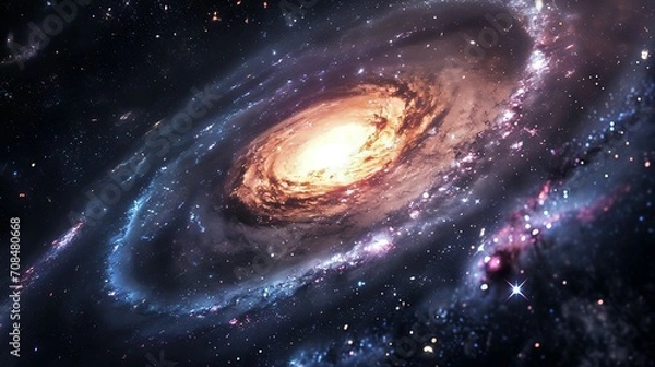 Fototapeta spiral galaxy and stars. Panorama milky way galaxy. Space dark background.
