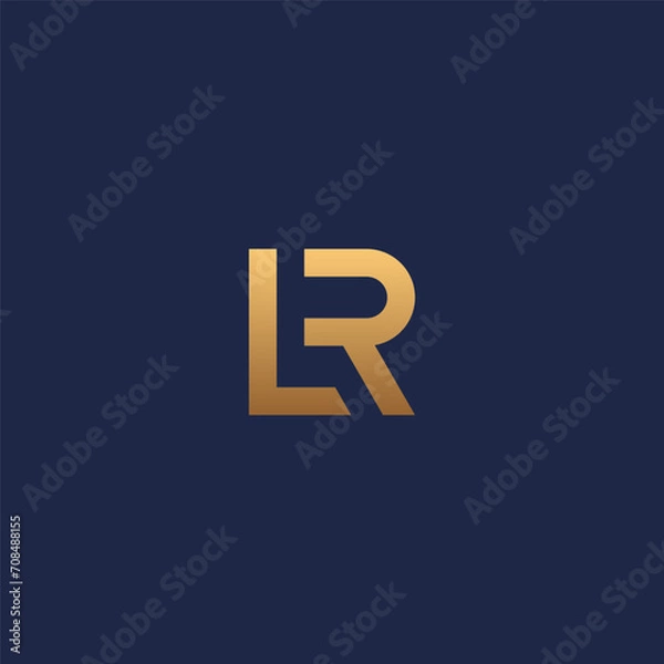 Fototapeta LR monogram logo with gold gradient