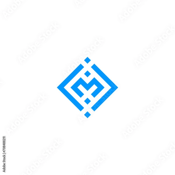 Obraz M initial logo with bracket and dots accent. M coding logo