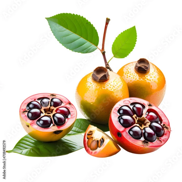 Obraz guarana fruit with leaf on transparent background