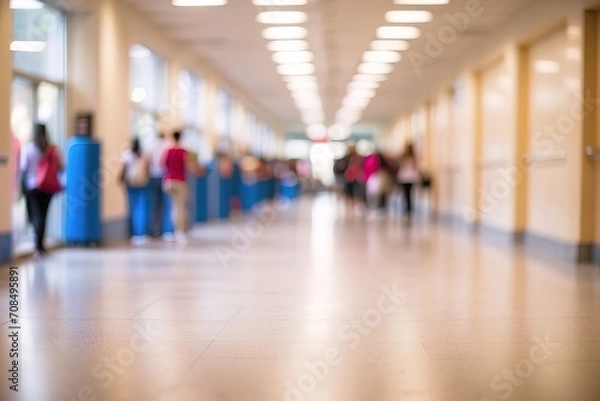 Obraz School hallway with blurred defocused background