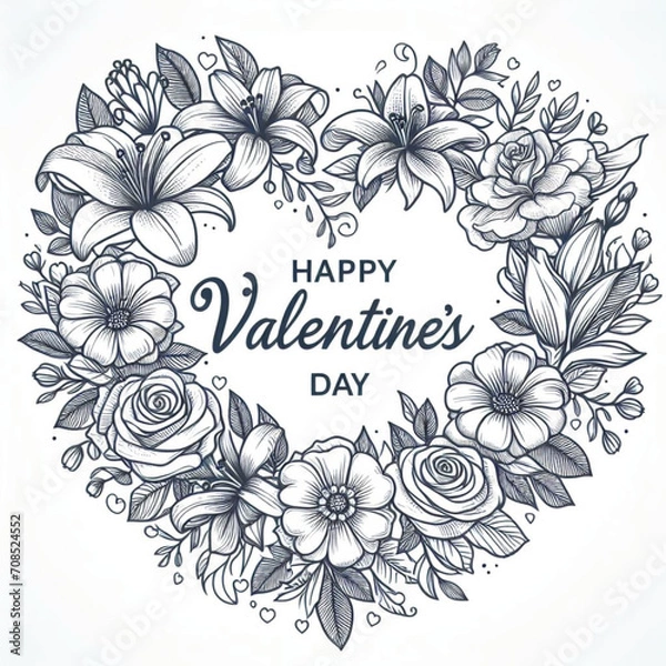 Fototapeta valentines day frame with flowers