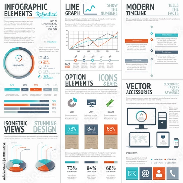 Fototapeta Infographic business and corporate analysis vector elements