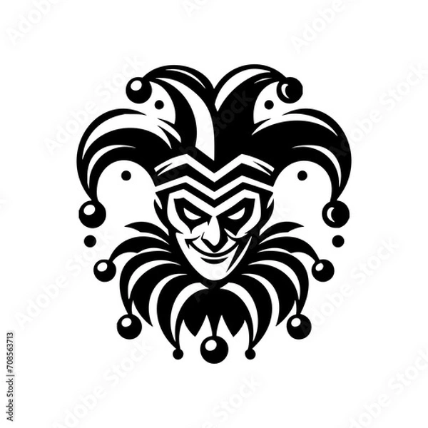 Fototapeta Vector logo of a jester. black and white logo of a medieval joker. professional logo for a clown.