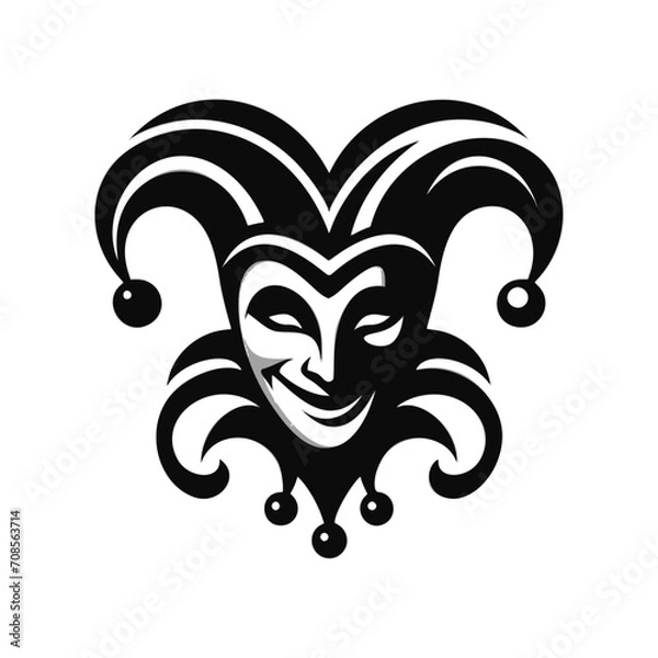 Fototapeta Vector logo of a jester. black and white logo of a medieval joker. professional logo for a clown.