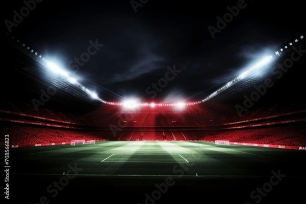 Fototapeta Soccer background on ground grass stadium football game sport competition event championship match artificial green grass lawn grassy field outdoors calm empty sports isolated night evening backdrop