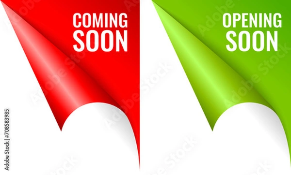 Obraz Page paper corner with Coming Soon text