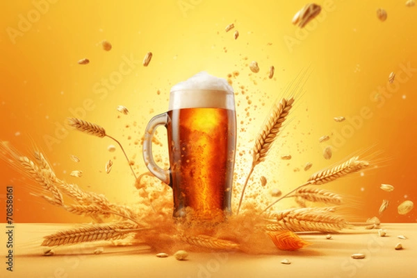 Fototapeta A mock-up of the glass of beer used as a design template