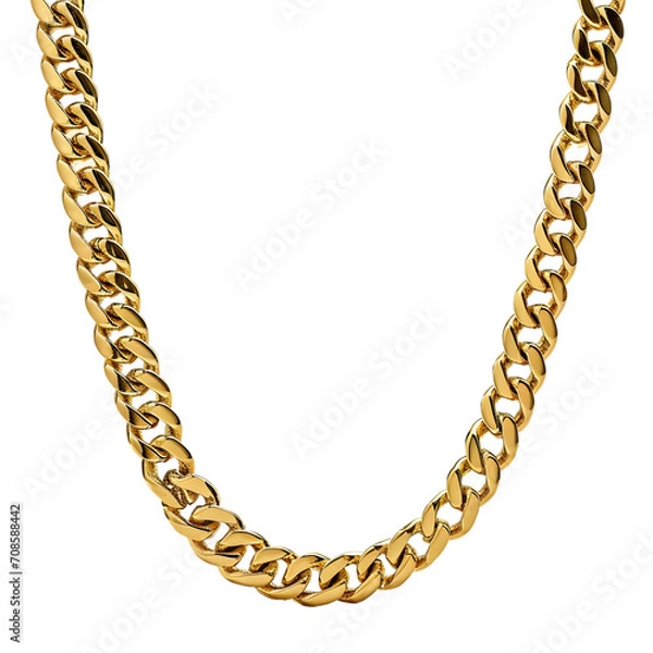 Fototapeta Gold chain necklace isolated on transparent background
