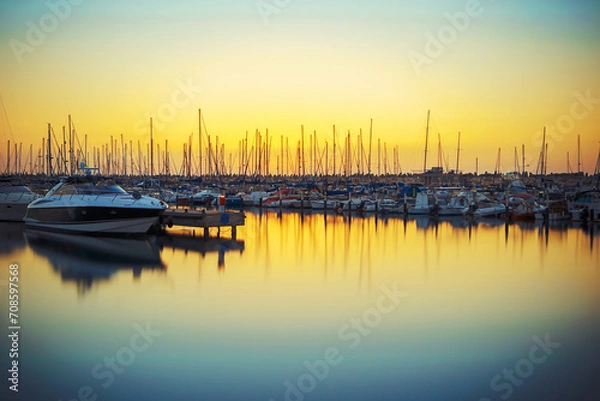 Obraz Evening Yacht Club in Ashkelon in the calm tones of the sunset