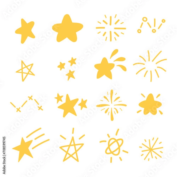 Fototapeta Various star and sparkle doodle hand drawn for element and illustration