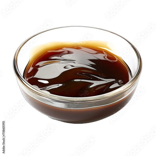 Fototapeta A Bowl of Teriyaki Sauce Perfect for Marinating.. Isolated on a Transparent Background. Cutout PNG.