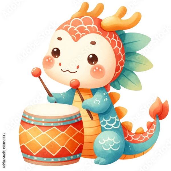 Obraz The dragon is playing the drum.