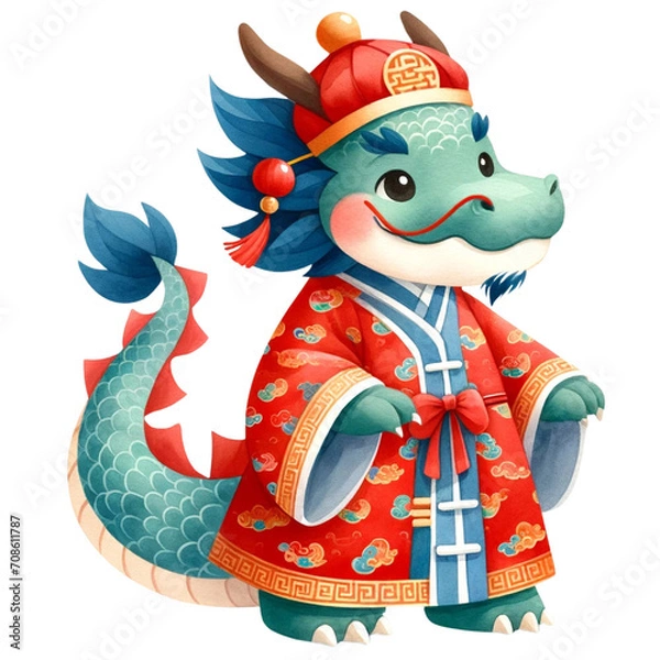 Obraz Dragon wearing Chinese clothes