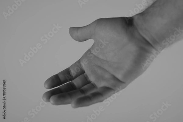 Fototapeta Human hand art concept performance in black and white