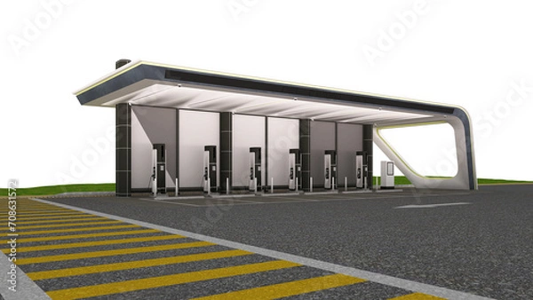 Obraz Charging station for electric cars, green station, 3d rendering, 3d illustration